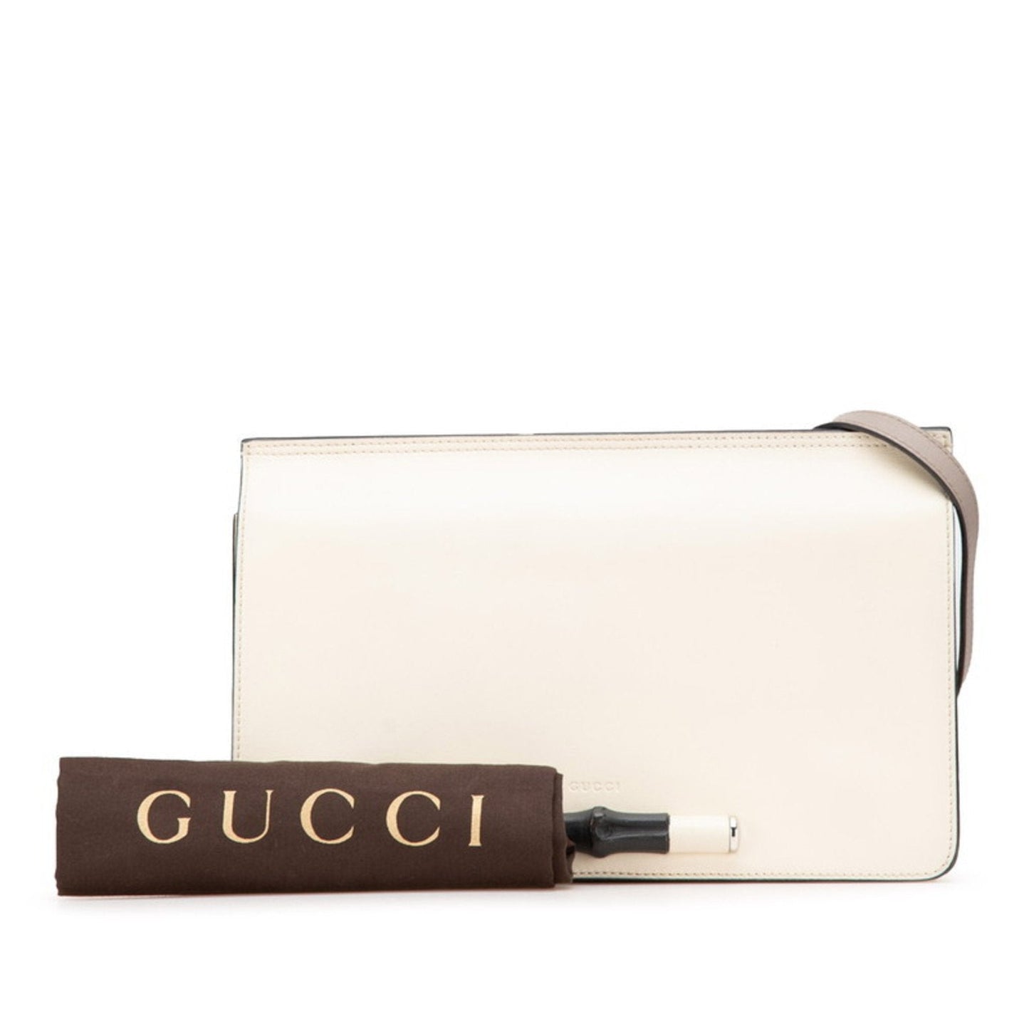 Gucci Gray White Leather Shoulder Bag
