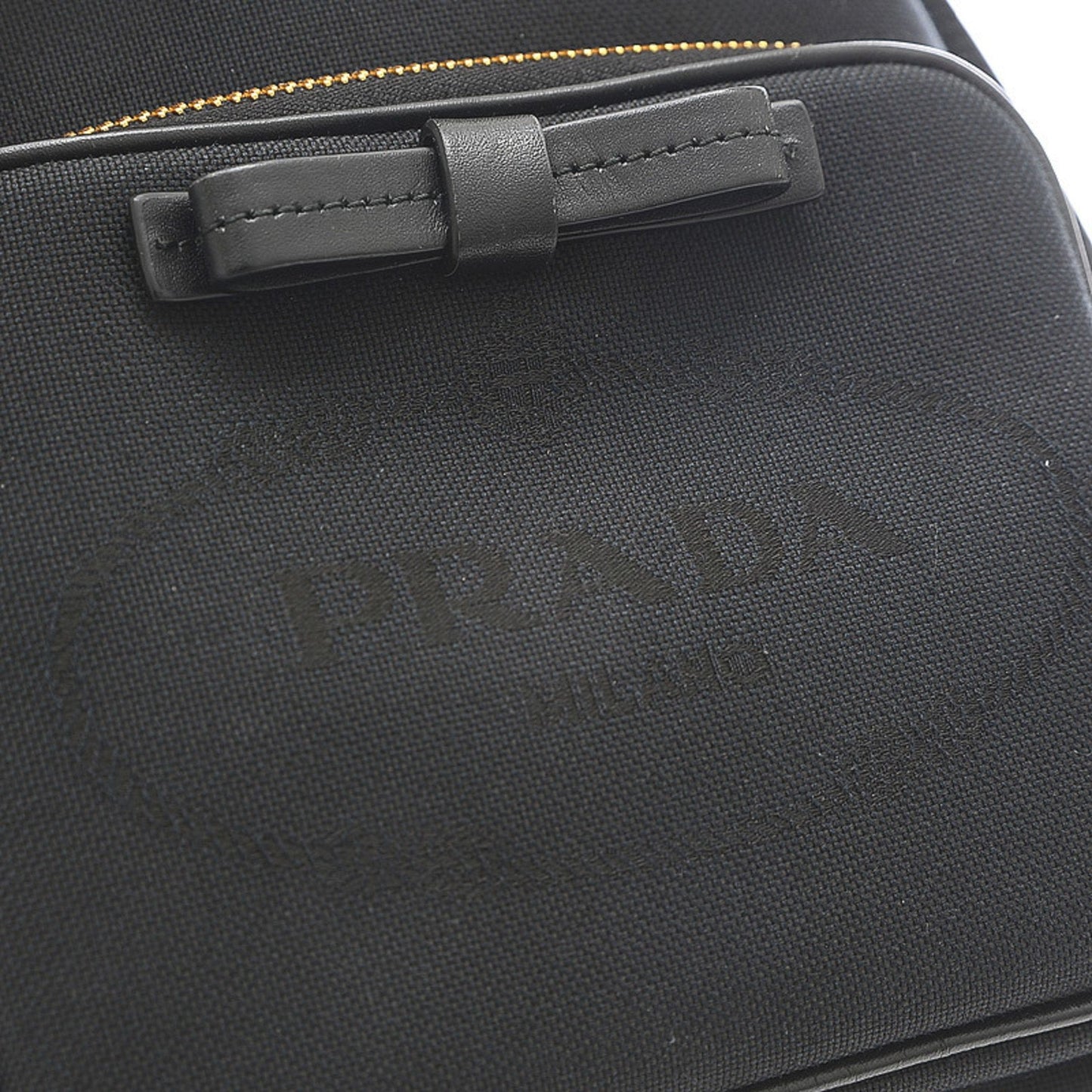 Prada Jacquard Drawstring 2Way Shoulder Ribbon Luxury Handbag Canvas Black Logo Shoulder Bag