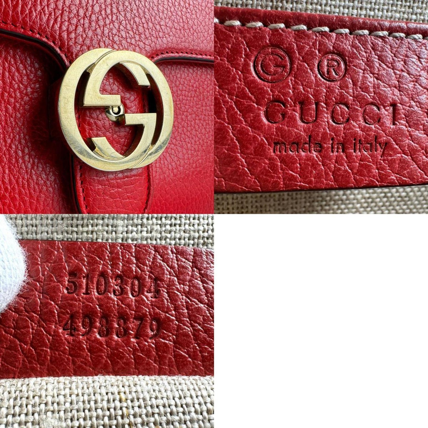 Gucci Red Color Leather Shoulder Bag