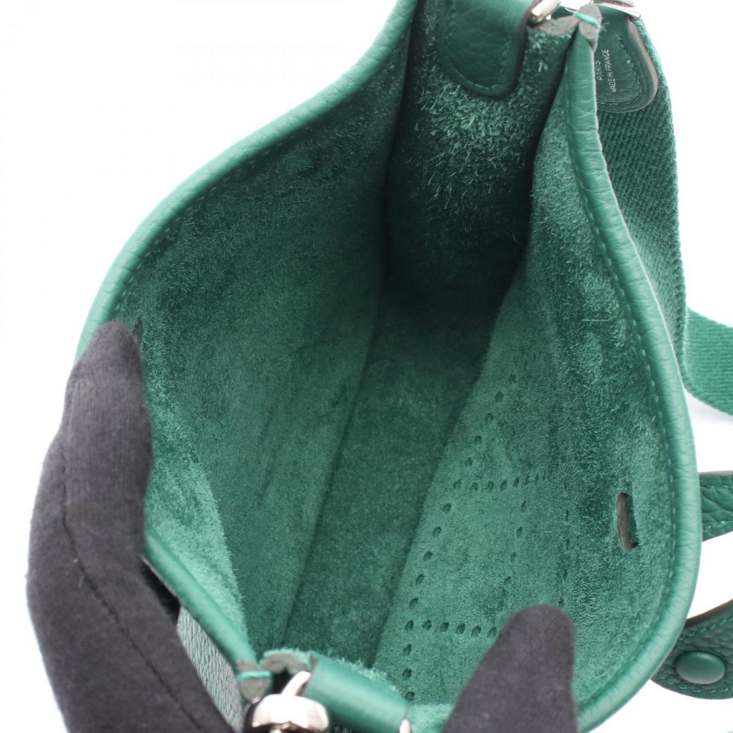 Hermes Taurillon Clemence Shoulder Bag Leather Green