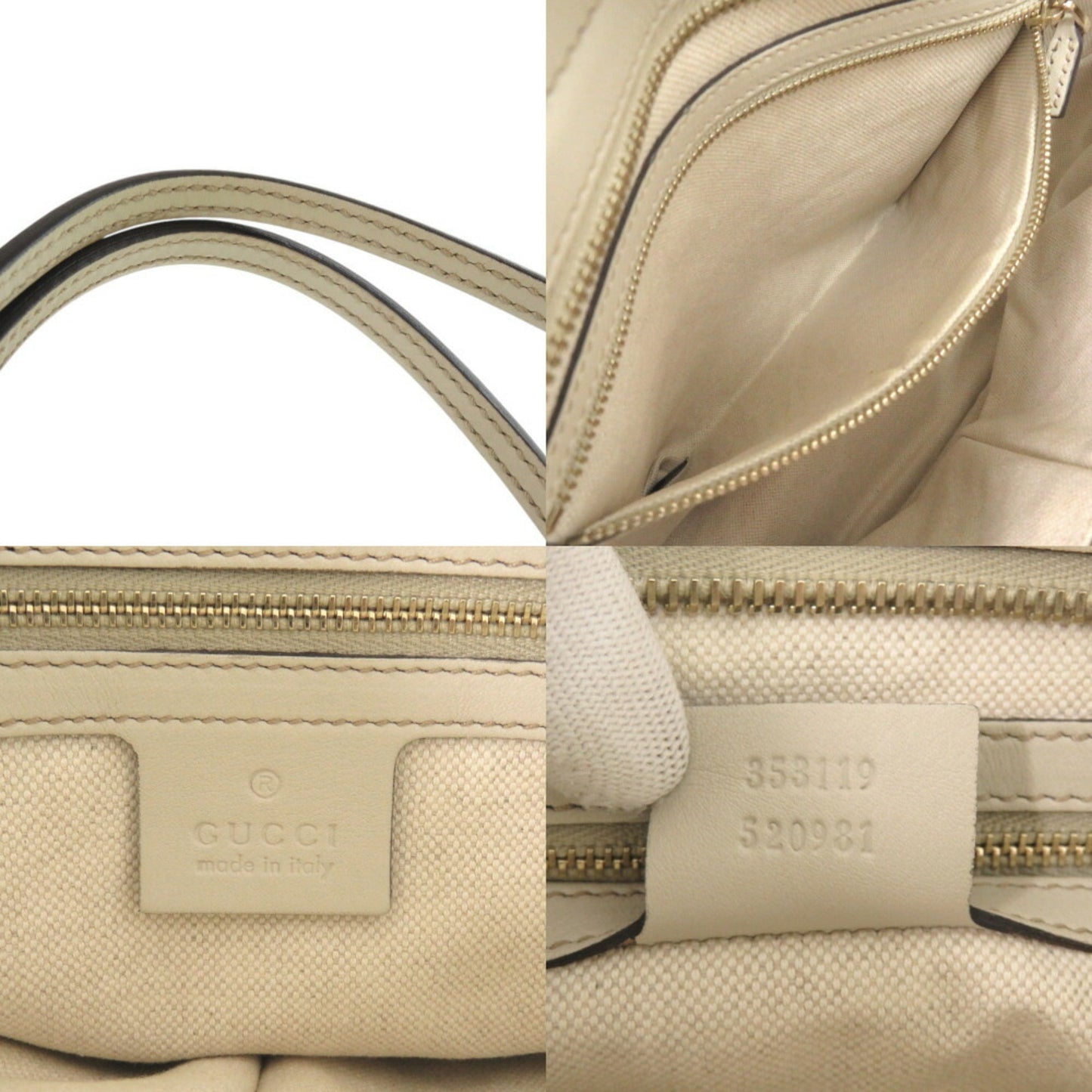 Gucci Ivory Leather Gg Leather Handbag