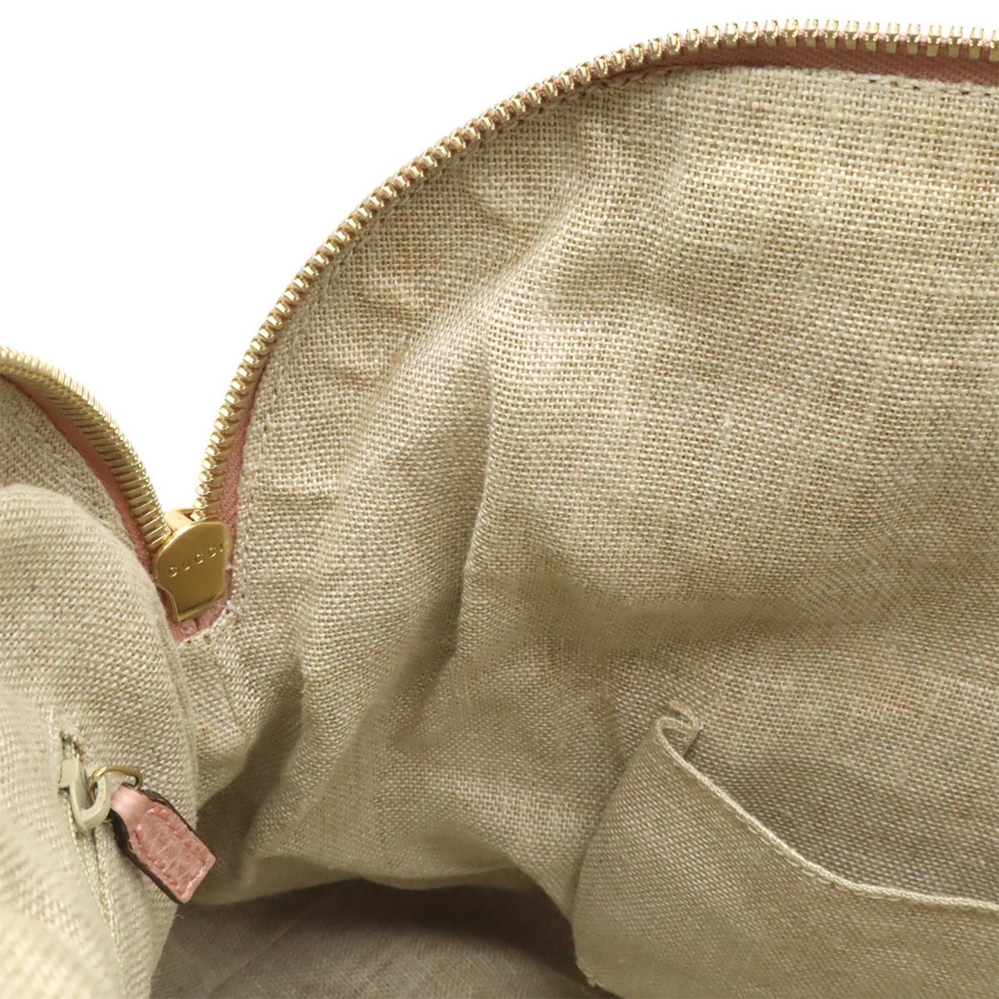 Gucci Beige Khaki Pink Gg Canvas Leather Shoulder Bag Tote Bag