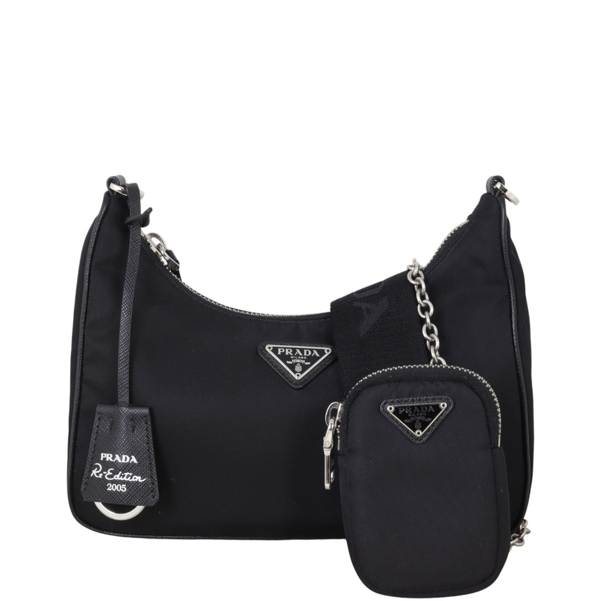 Prada Crossbody Bag Re-Edition Tessuto Shoulder Bag 17 Canvas Nylon Black