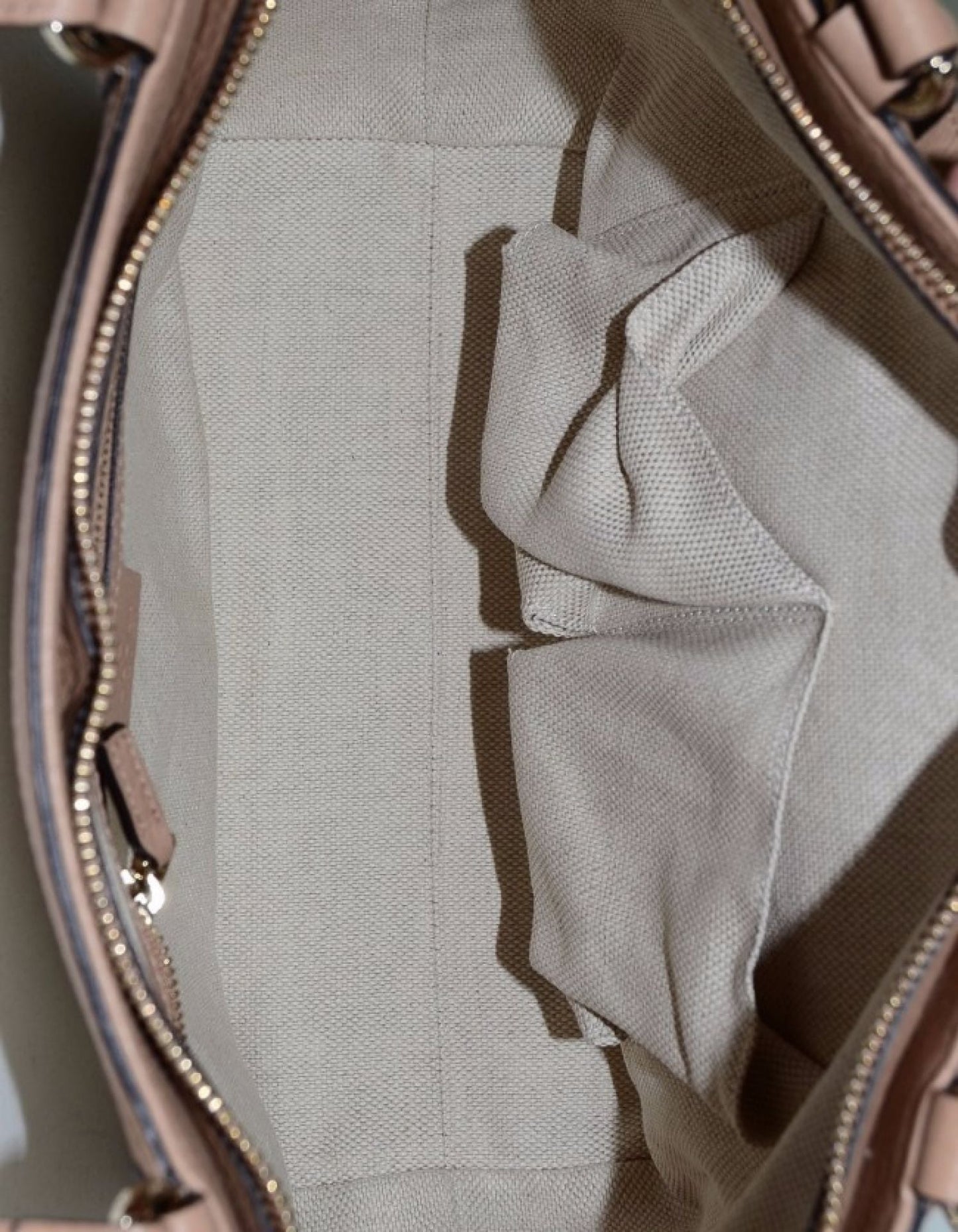 Gucci Off-White Canvas & Beige Leather Soho Satchel Bag