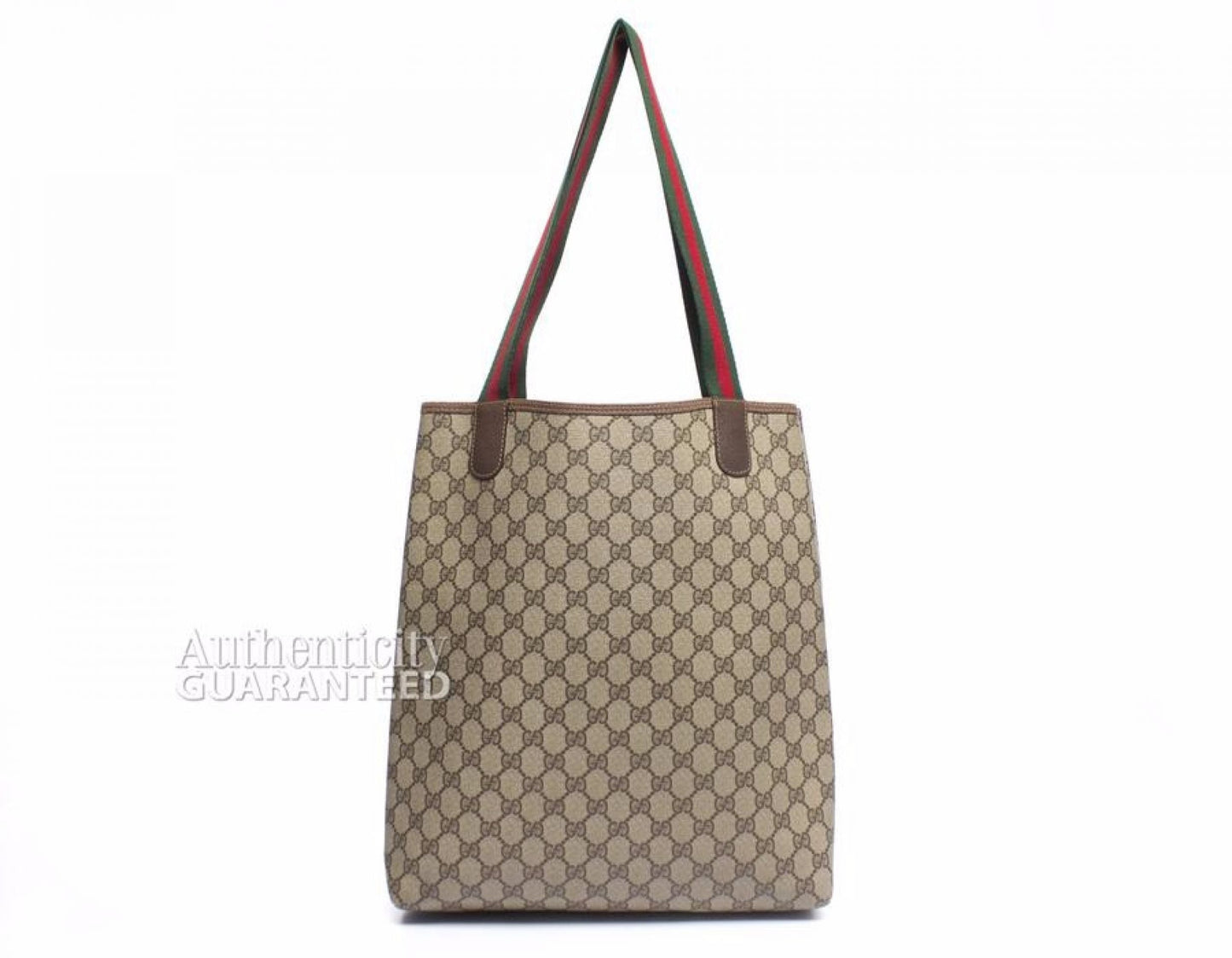 Gucci Beige Monogram Canvas Web Handle Tote Bag