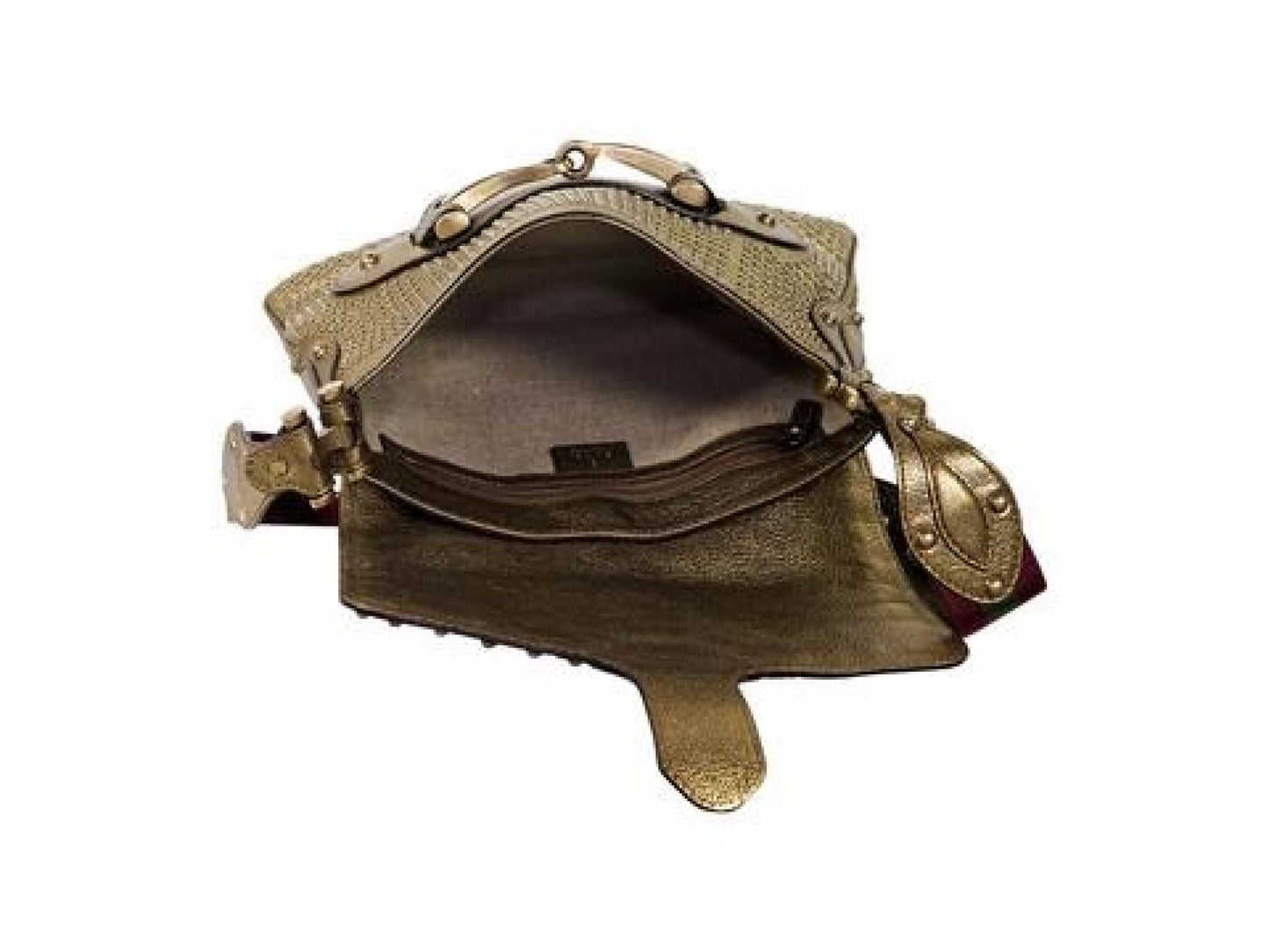 Metallic Gold Gucci Studded Leather Borchie Shoulder Bag
