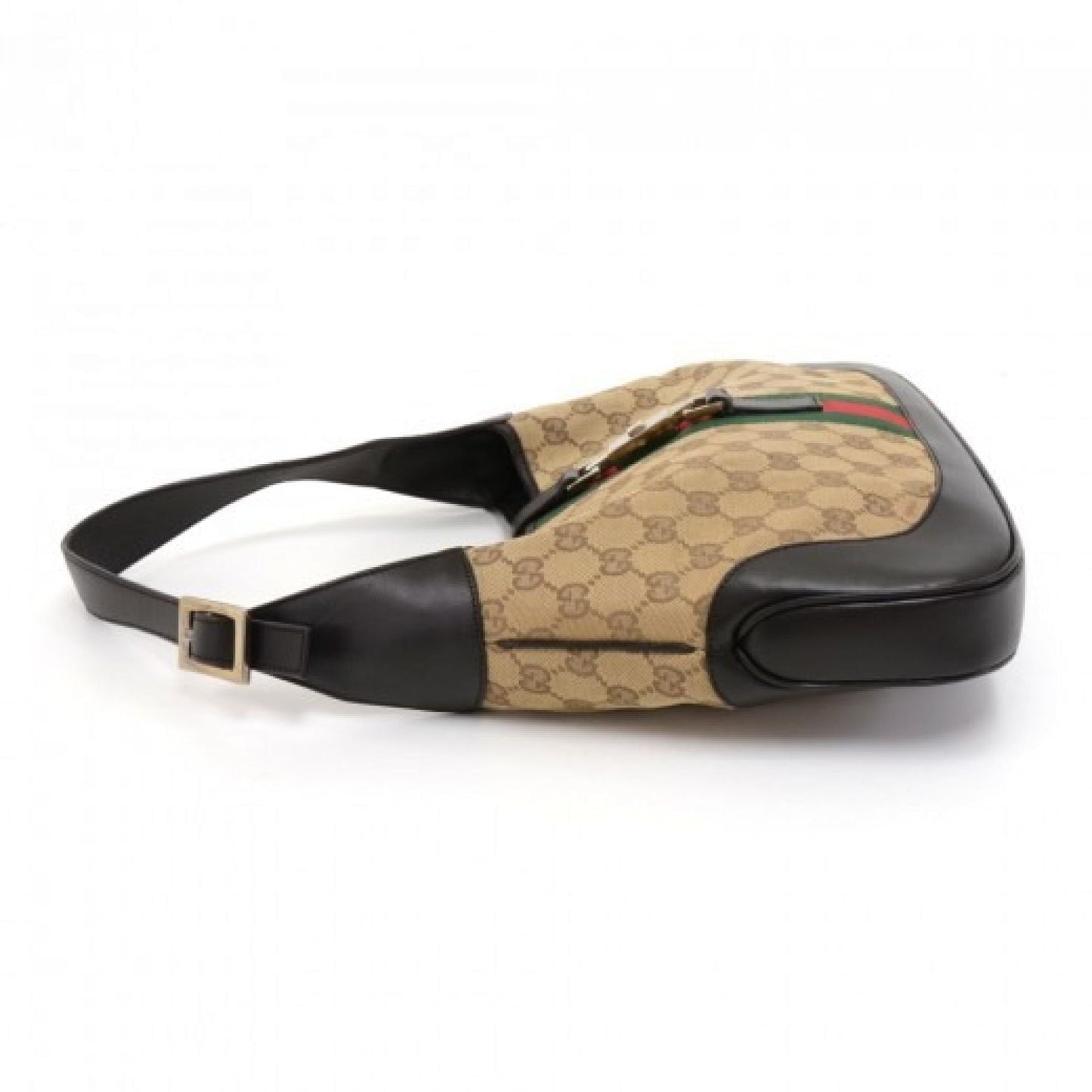 Gucci Jackie Original GG Canvas & Brown Leather Shoulder Bag