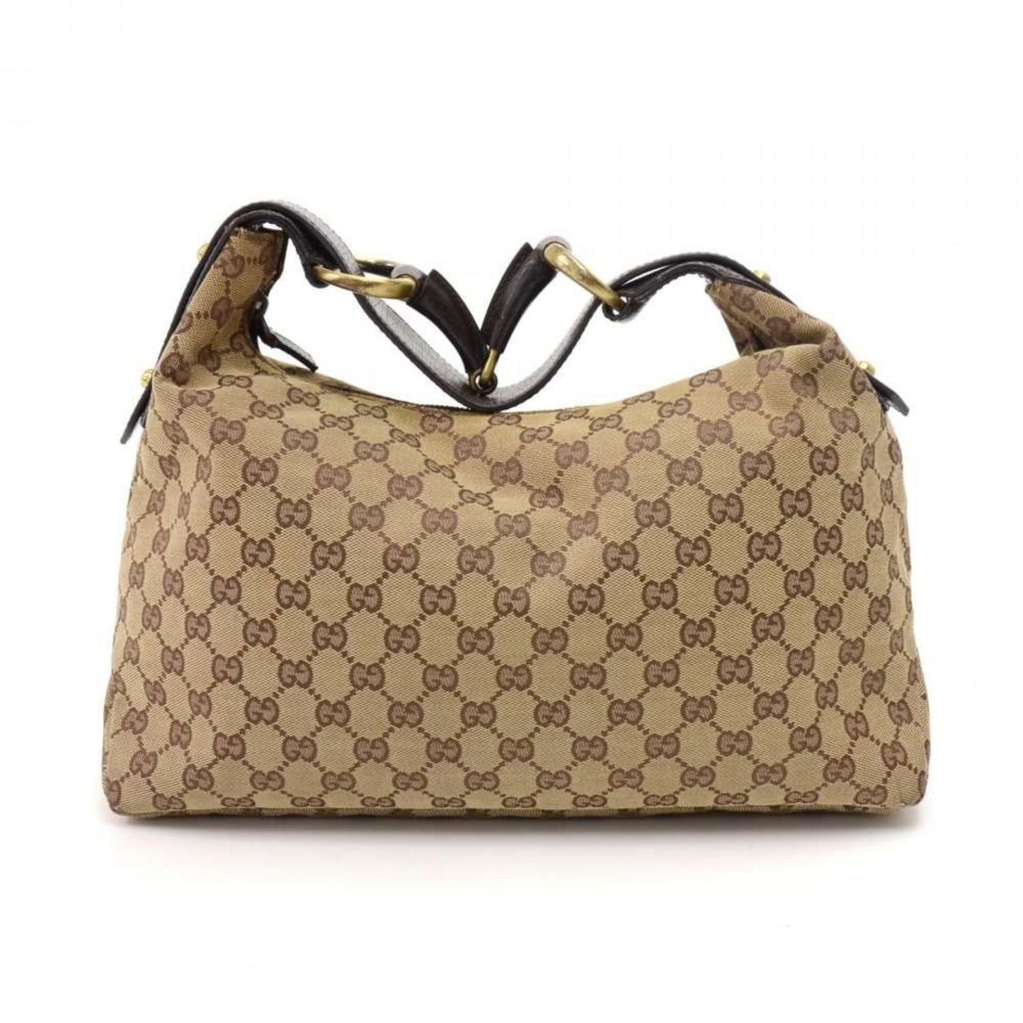Gucci GG Monogram Canvas Horsebit Strap Hobo Bag