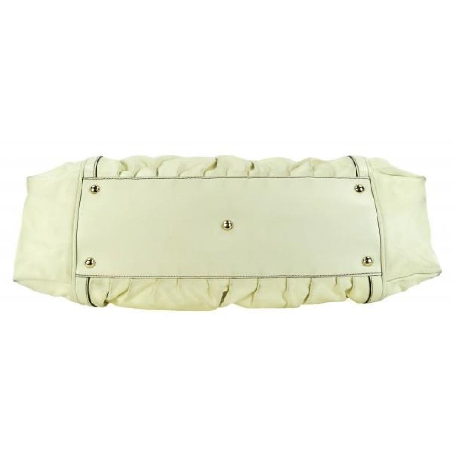Gucci Ivory Leather Bamboo Top Handle Satchel Bag