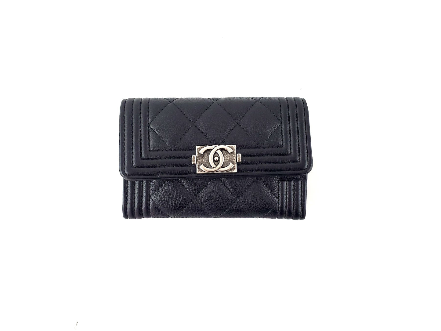 Chanel 2016 Boy Calfskin Leather O Card Holder Case