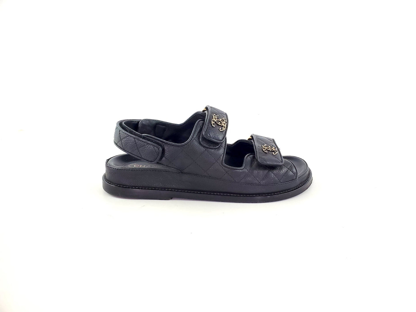 Chanel Black Quilted Leather Dad Sandals 36.5