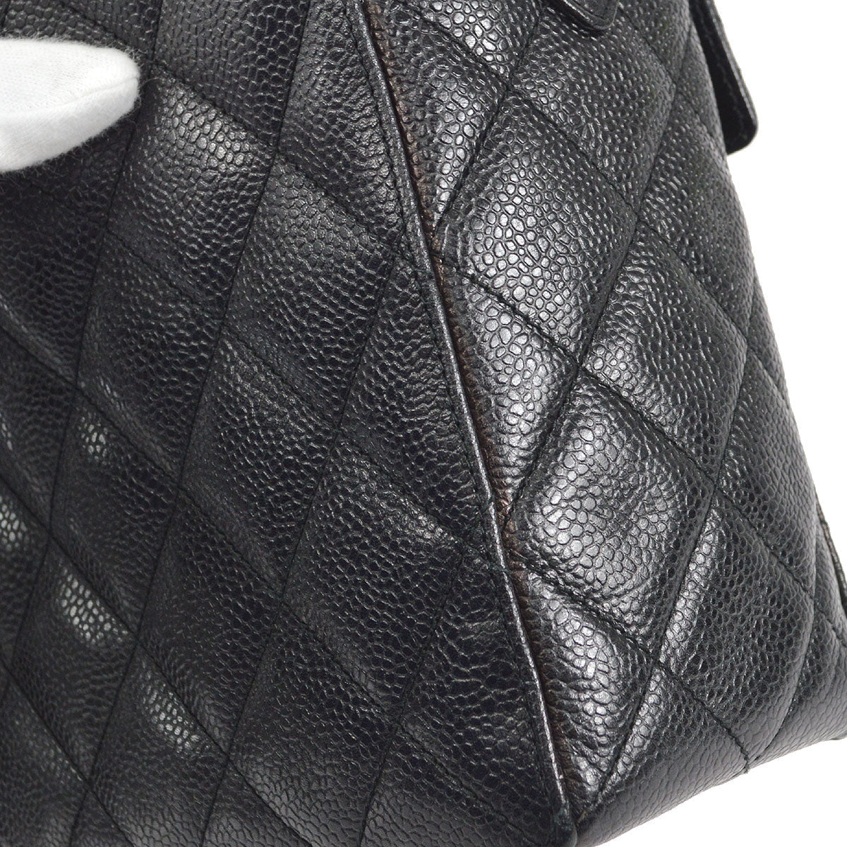 CHANEL 1996-1997 Flap Box Shoulder Bag Small Black Caviar