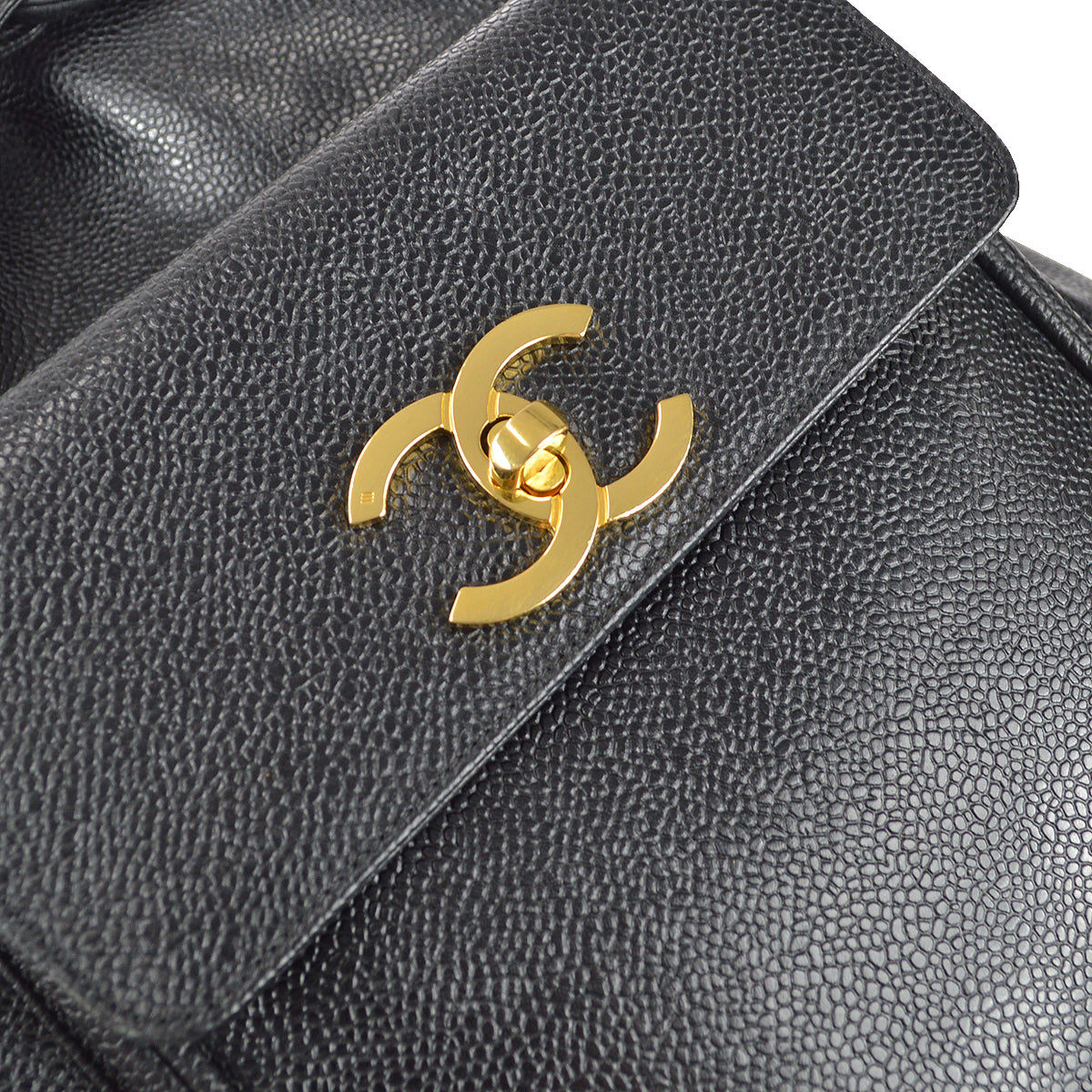 CHANEL Bucket Drawstring Chain Shoulder Bag Black Caviar 68197
