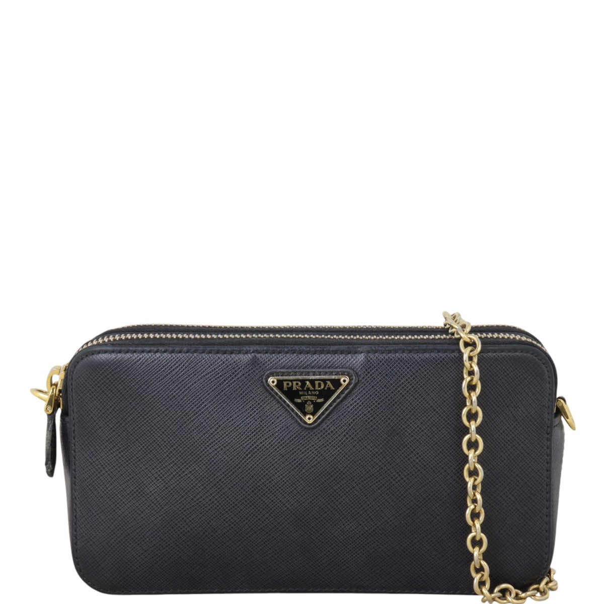 Prada Crossbody Bag Double Crossbody Saffiano Black Mini Shoulder Bag