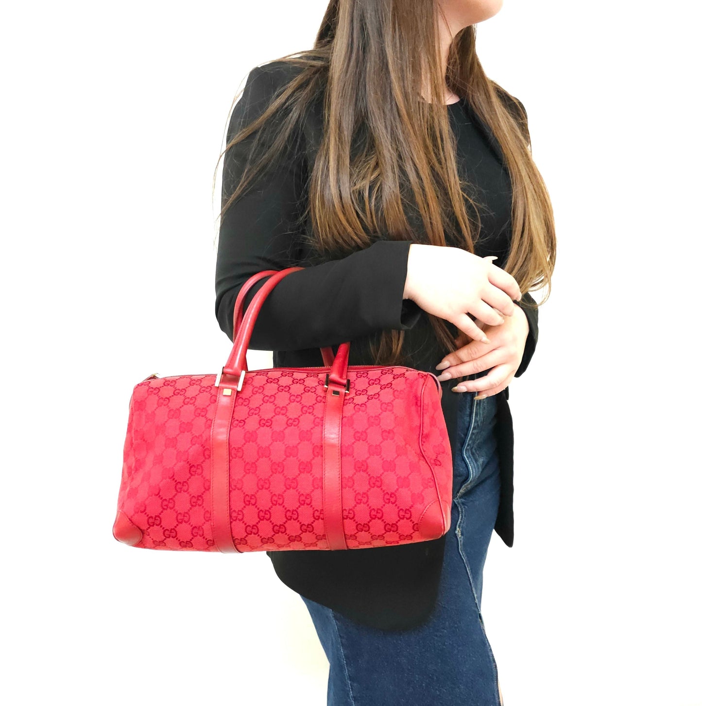 Gucci Boston Bag Tws Canvas Red Travel Bag