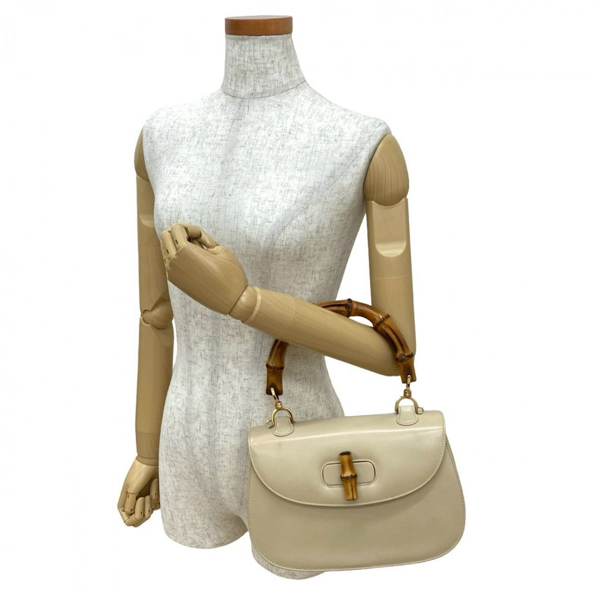 Gucci Bamboo Leather Beige Handbag