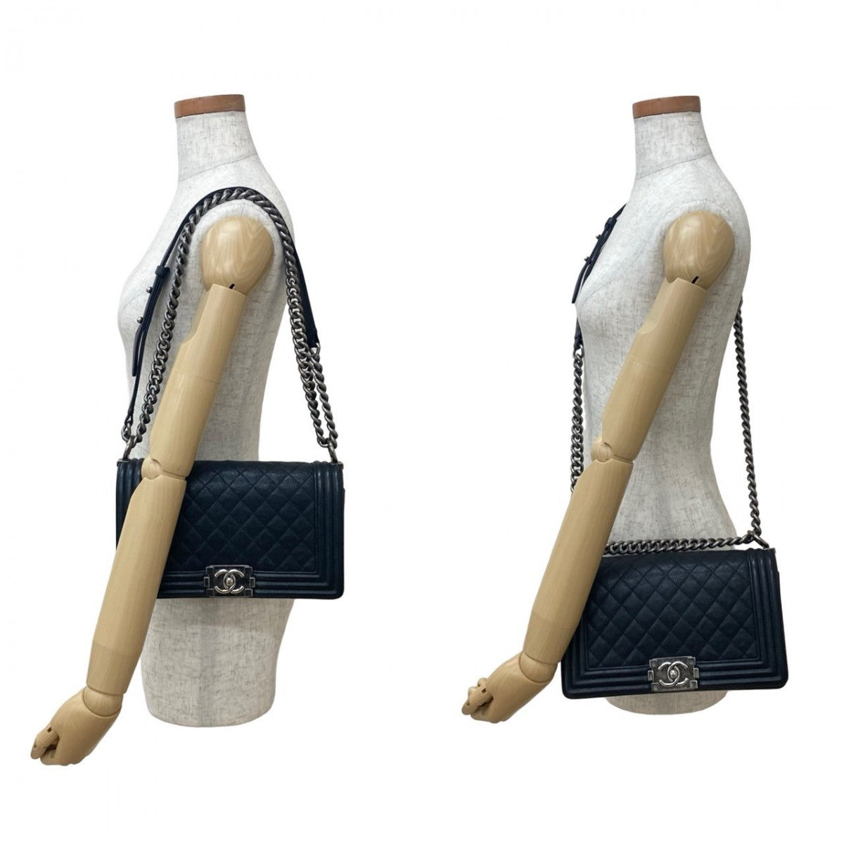Chanel Matt caviar skin Boy Black Shoulder Bag