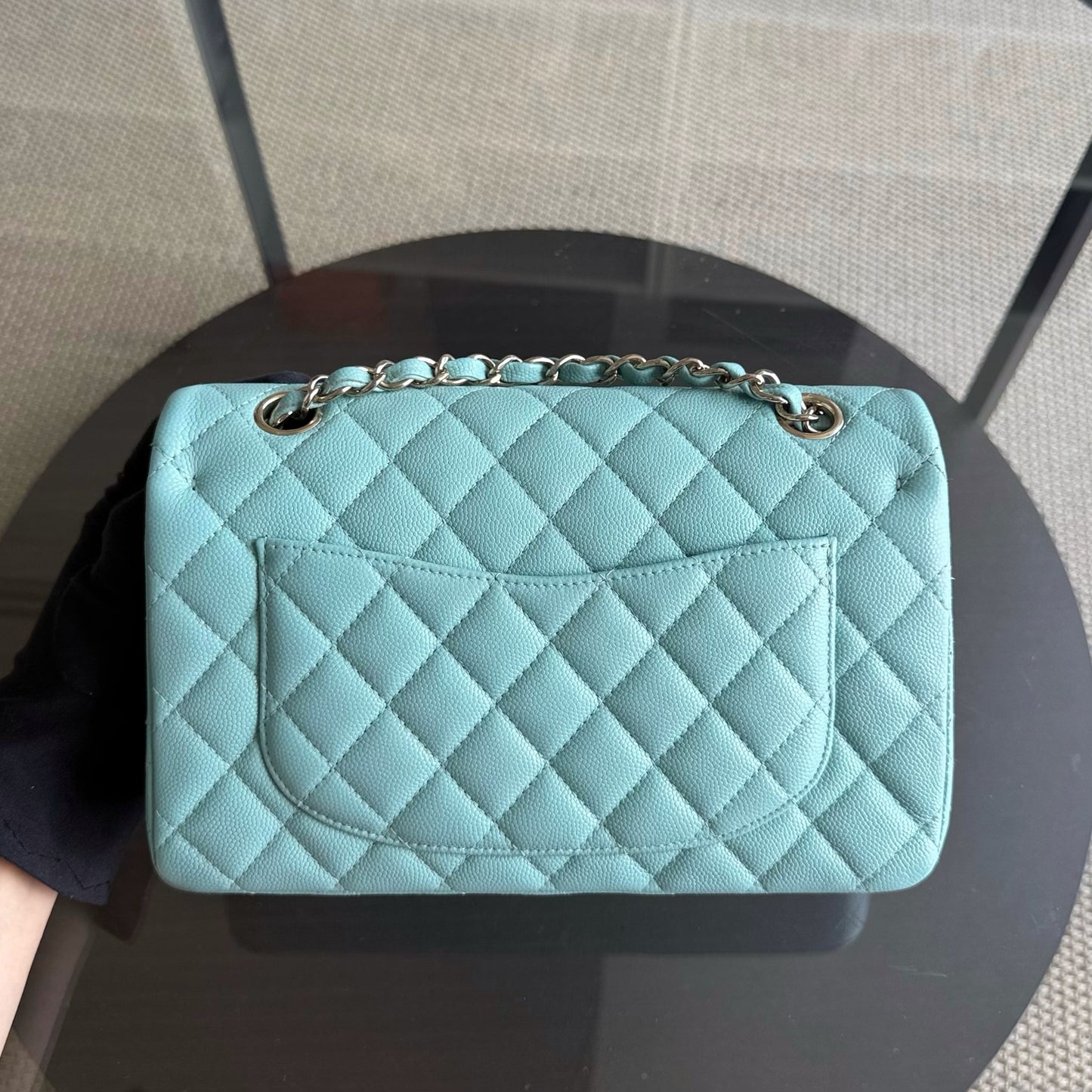 Chanel Classic Flap Small - Caviar 23CM Quilted Grained Calfskin Light Blue Gold Hardware Series 29