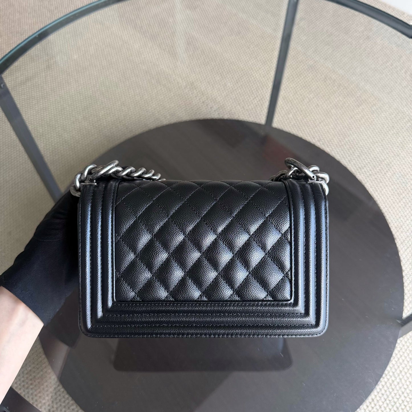 Chanel Boy Small - Caviar Quilted Grained Calfskin Black Ruthenium Silver Hardware Series 26