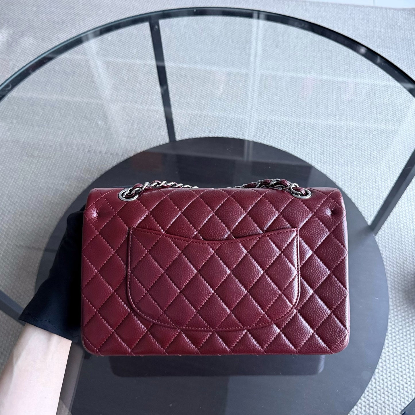 Chanel Classic Flap Medium - Caviar 25CM Quilted Grained Calfskin Burgundy Dark Red Silver Hardware Series 15