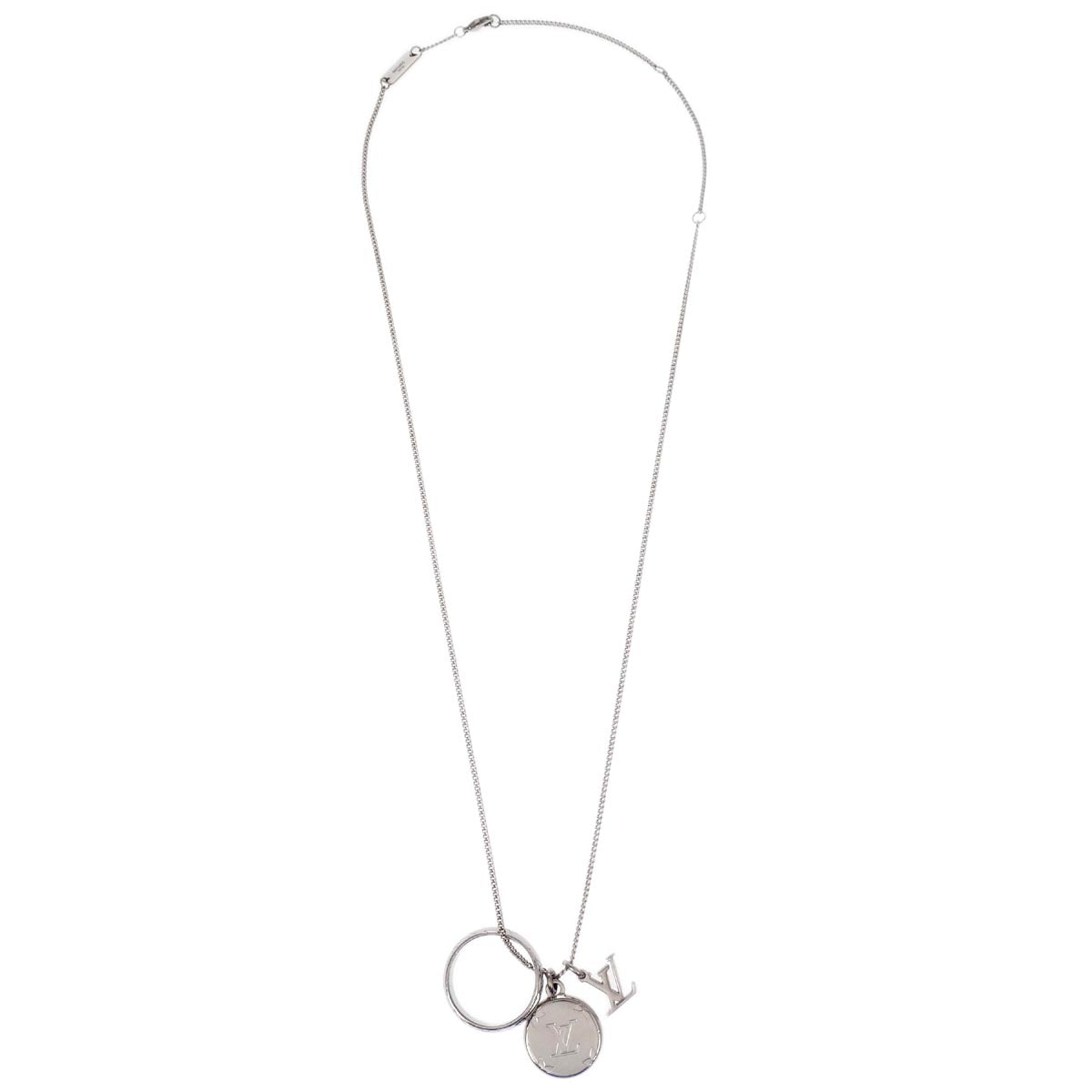 Louis Vuitton Monogram Ring Necklace Silver M62485 #M