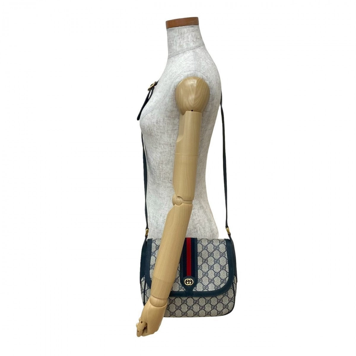 Gucci Sherry line Leather Navy Shoulder Bag