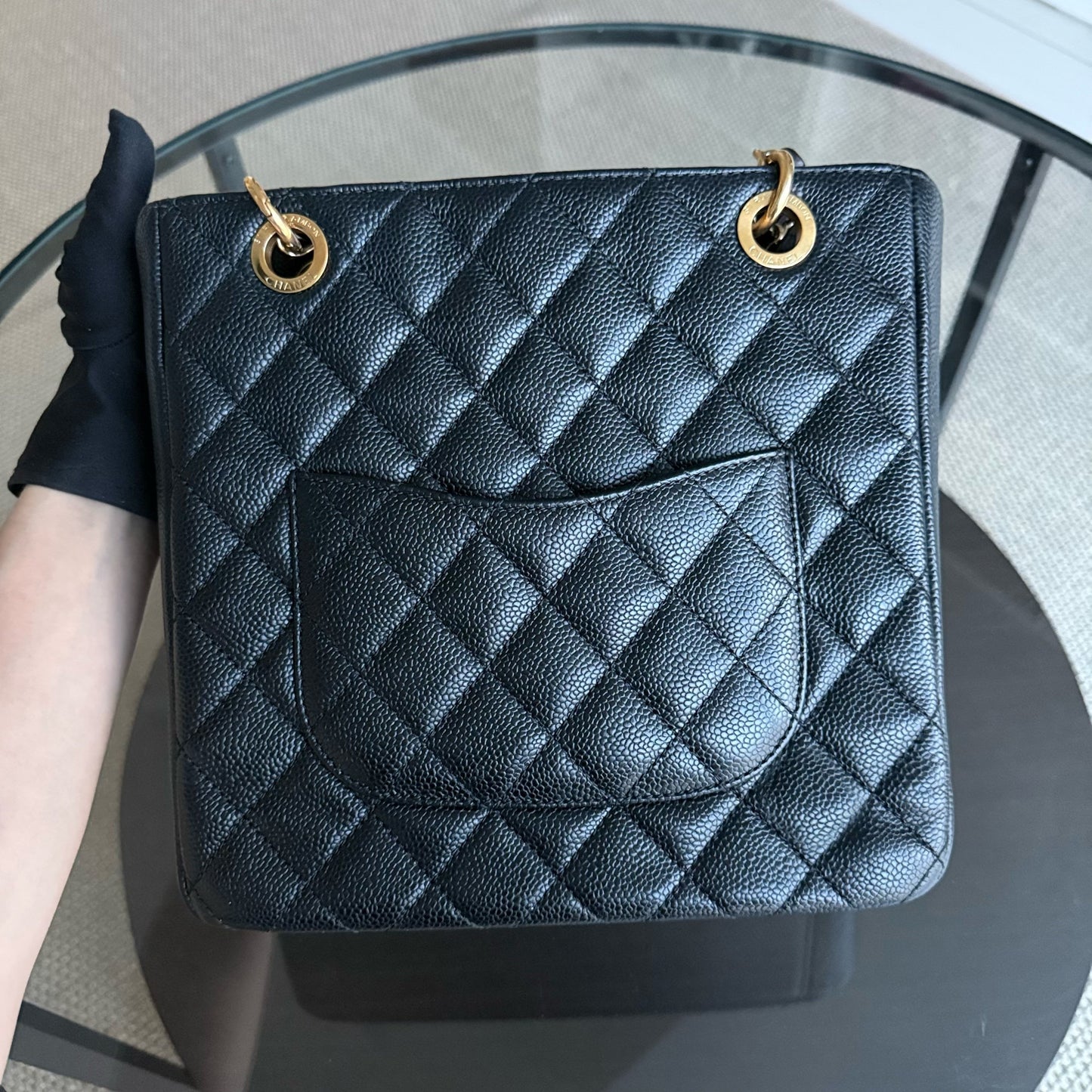 Chanel PST Petite Shopping Tote - Caviar Quilted Grained Calfskin Black Gold Hardware
