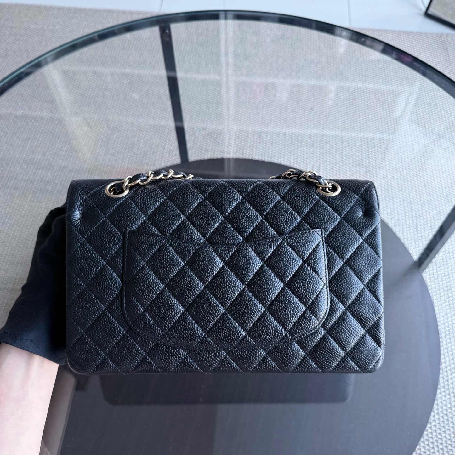 Chanel Classic Flap Medium - Caviar 25CM Quilted Grained Calfskin Black Gold Hardware Series 13