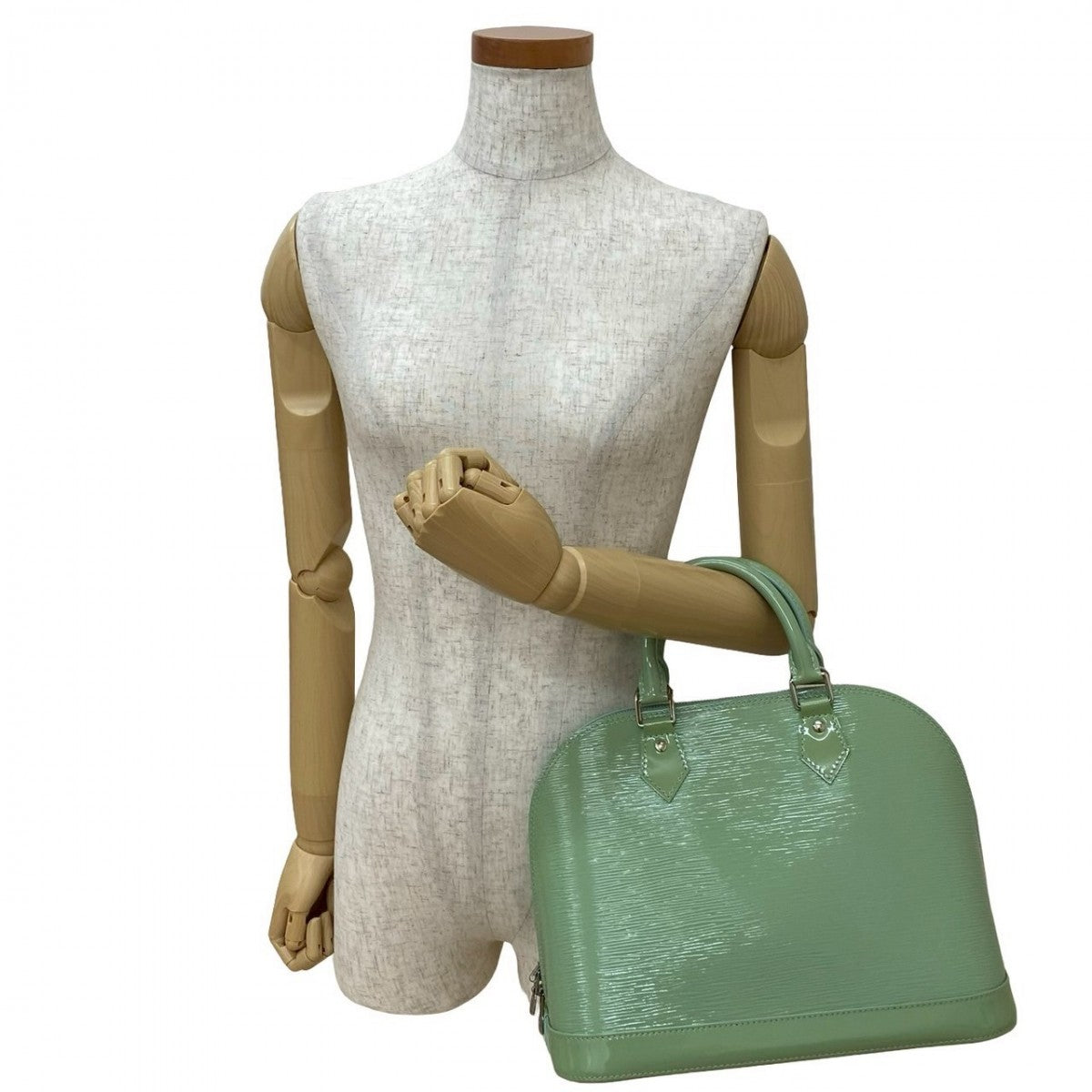 Louis Vuitton M40625 Mint Epi Alma PM Leather Patent Green Handbag