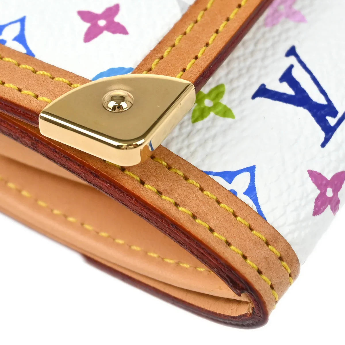 Louis Vuitton 2007 White Multicolor Porte Monnaie Plat Wallet