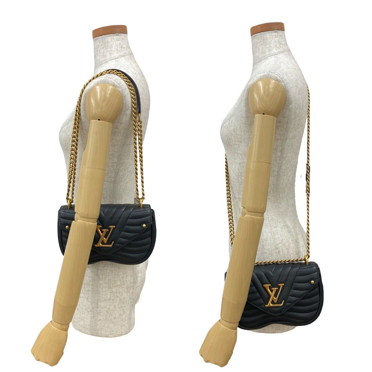 Louis Vuitton New Wave PM Leather Black Chain Shoulder Bag