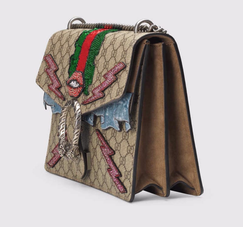 Gucci GG Dionysos Supreme Embroidered Lips Shoulder Bag