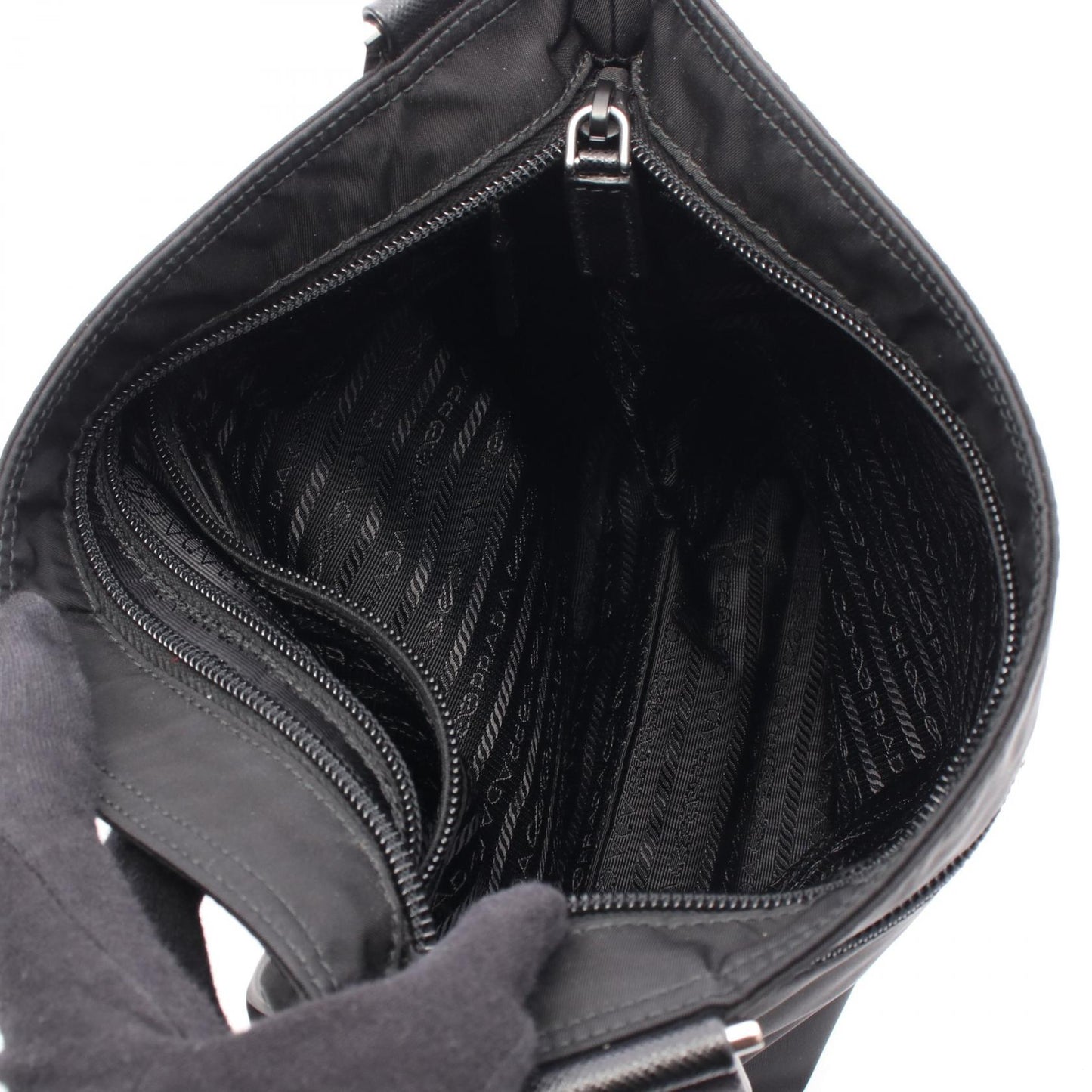 Prada Tessuto Saffi Shoulder Bag Leather Nylon Saffiano Shoulder Bag 1