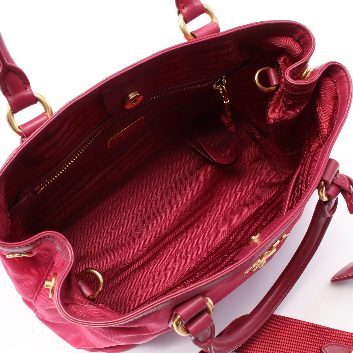 Prada Tessuto Soft Ca Handbag Leather Nylon Travel Bag