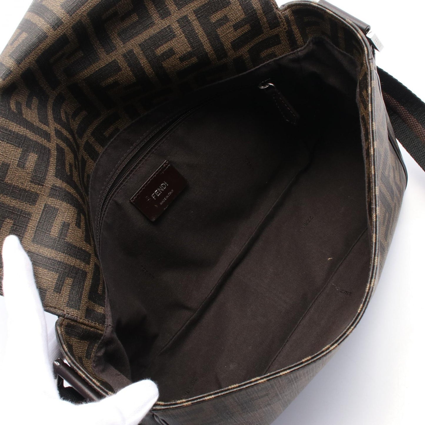 Fendi Zucca Pvc Coated Shoulder Bag Canvas