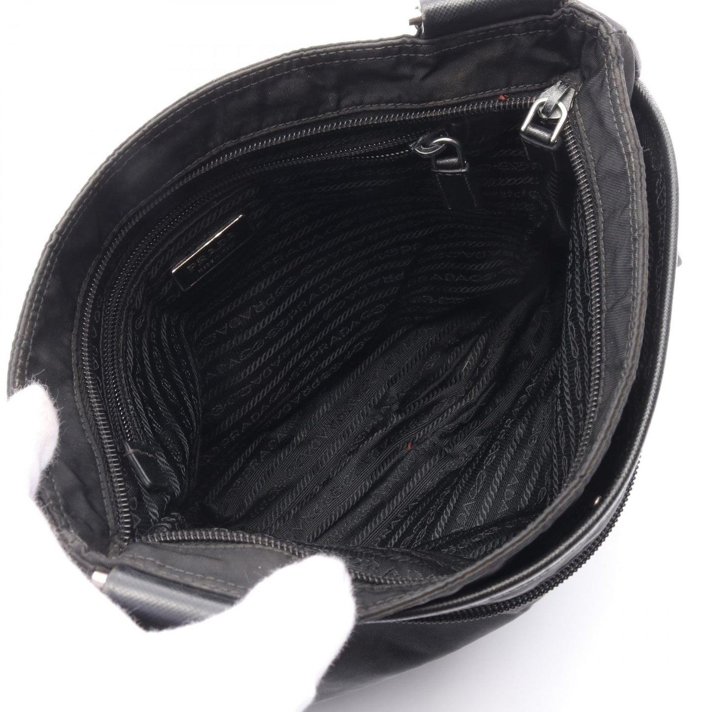 Prada Shoulder Bag Leather Nylon Saffiano Leather Shoulder Bag