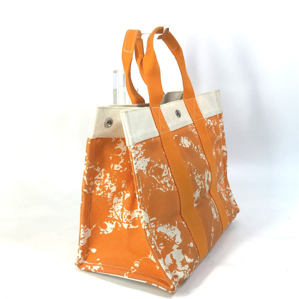 Hermes Tote Bag Handbag Bora Bora Pm Cheval Spries Canvas Orange