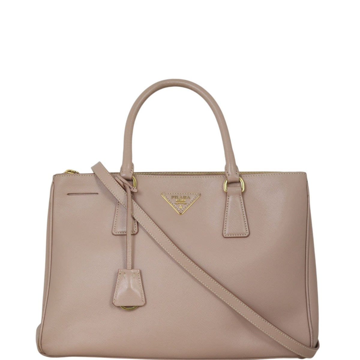 Prada Tote Bag Lux Galleria Double Tote 19 Saffiano Pink Medium