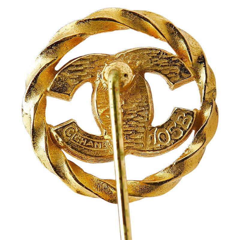 Chanel Gold Plated Coco Mark Rhinestone Brooch