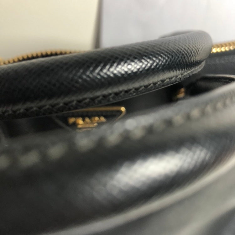 Prada Lux Promenade Bag Leather Saffiano Black Tote Bag