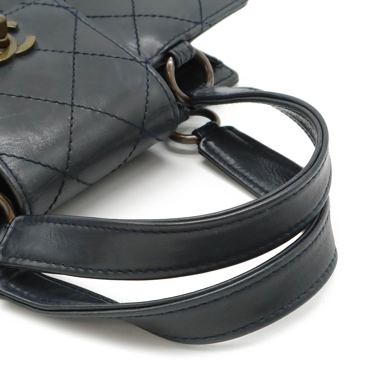 Chanel Leather Matelasse Coco Mark Handbag Black