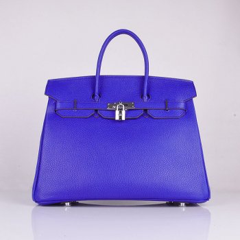 Hermes Luxury Birkin Cm Togo Handbags Electric Leather Blue Travel Bag
