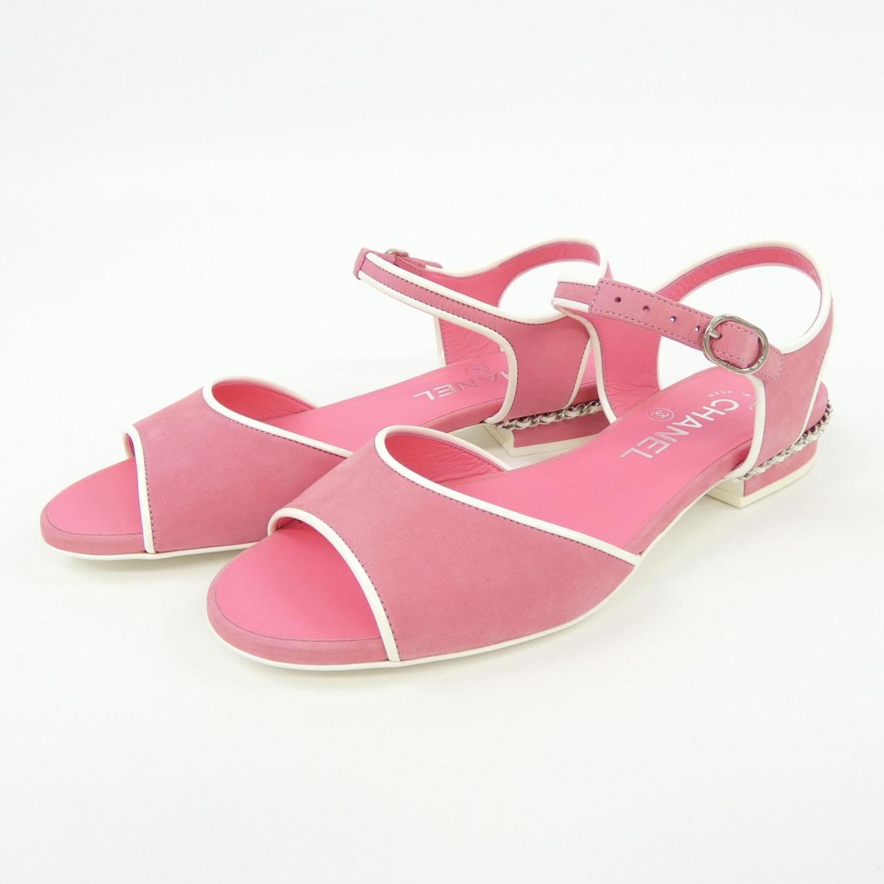 Chanel G37172X56075 Matt Velvet Calfskin Sandals for Women