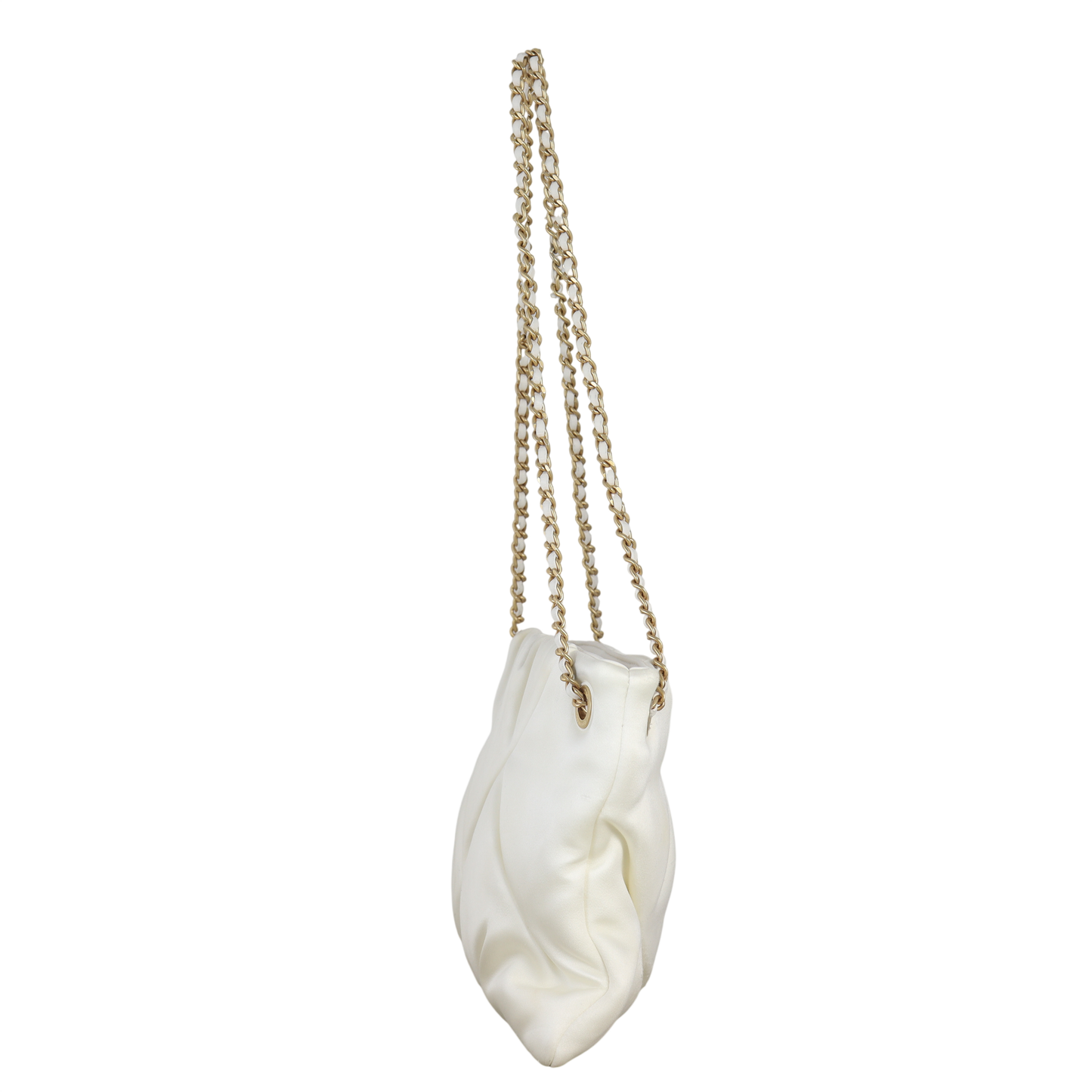 Chanel Pouch Handbag Satin White Crossbody Bag