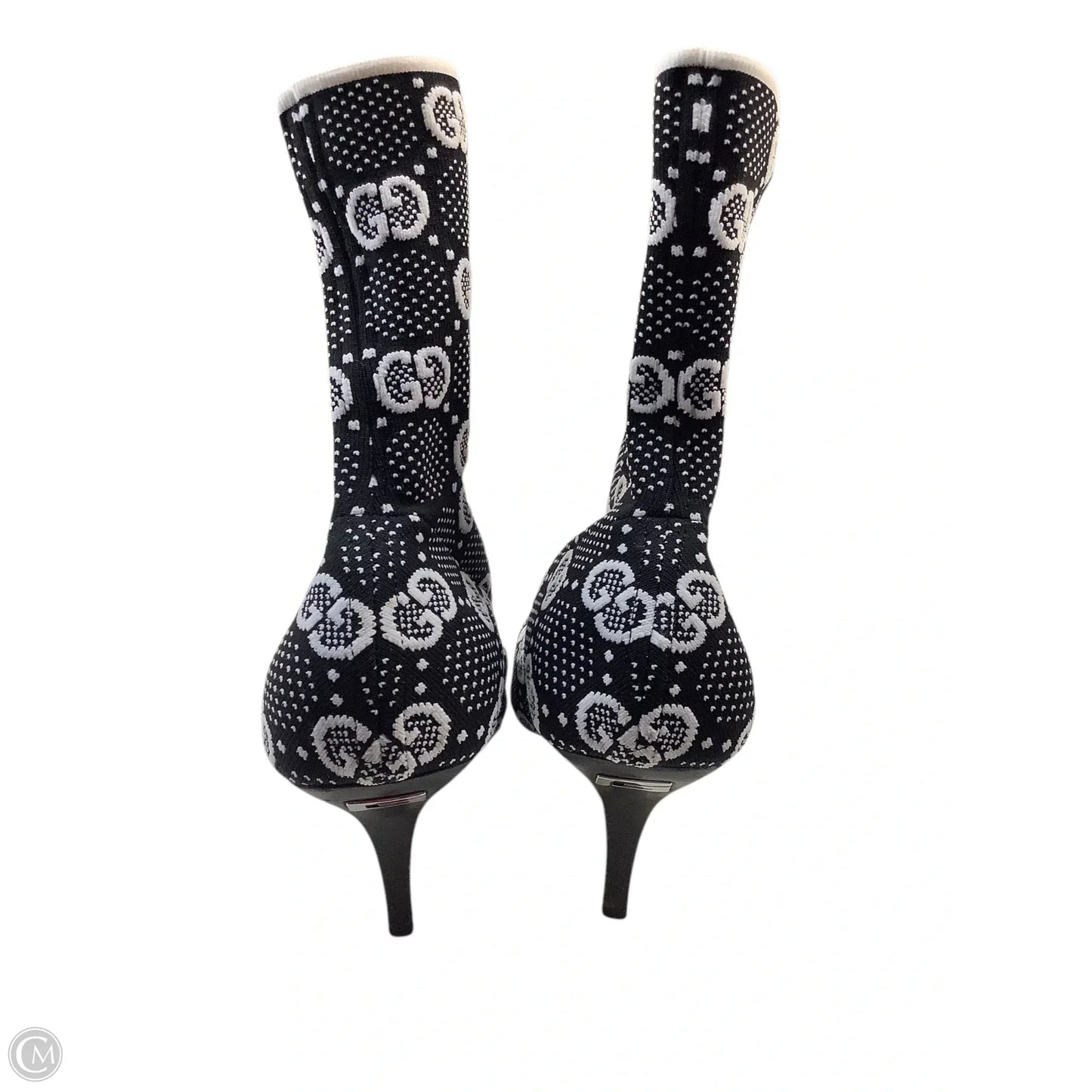 Boots Luxury Designer By Gucci In Black & White, Size: 9(39)