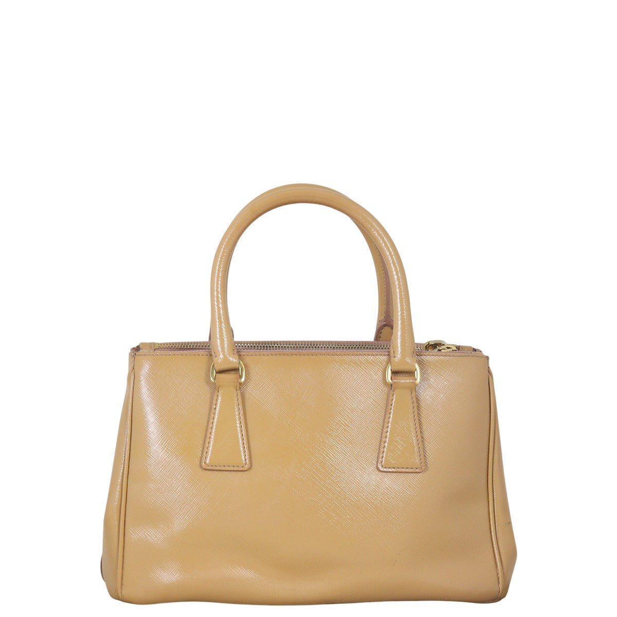 Prada Saffiano Vernice Galleria Double Zip Tote Handbag Small Tote Bag