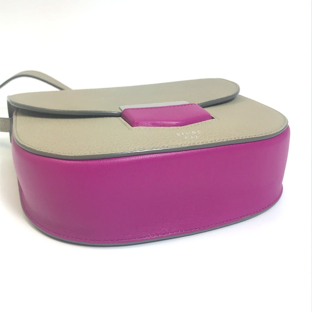 Shoulder Bag Gray X Purple By Color Leather Pink