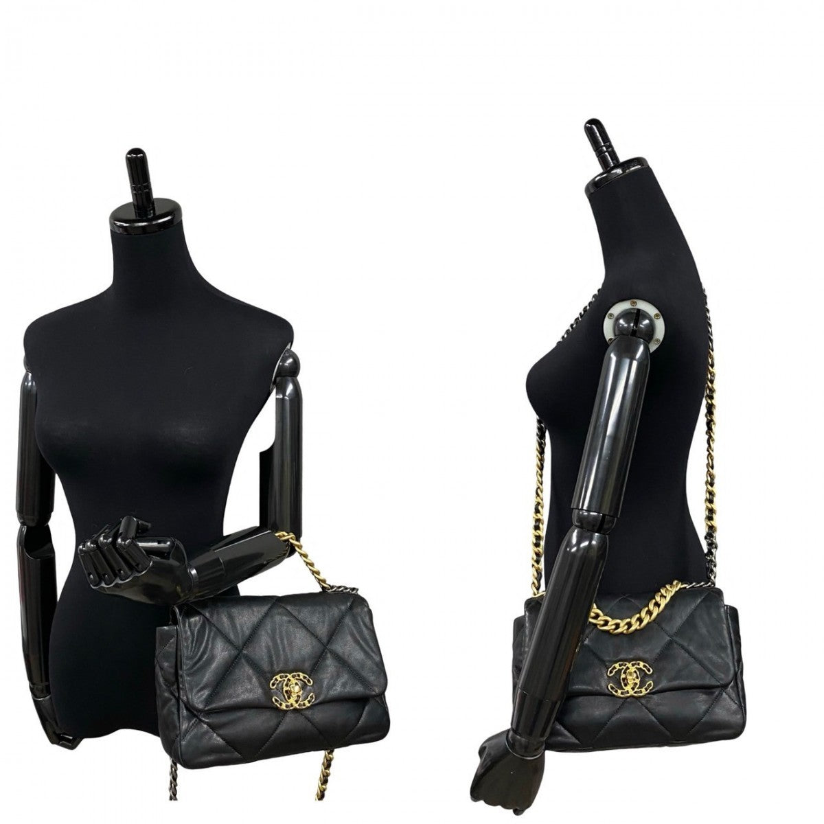 Chanel lambskin Matrasse 19 Black Shoulder Bag