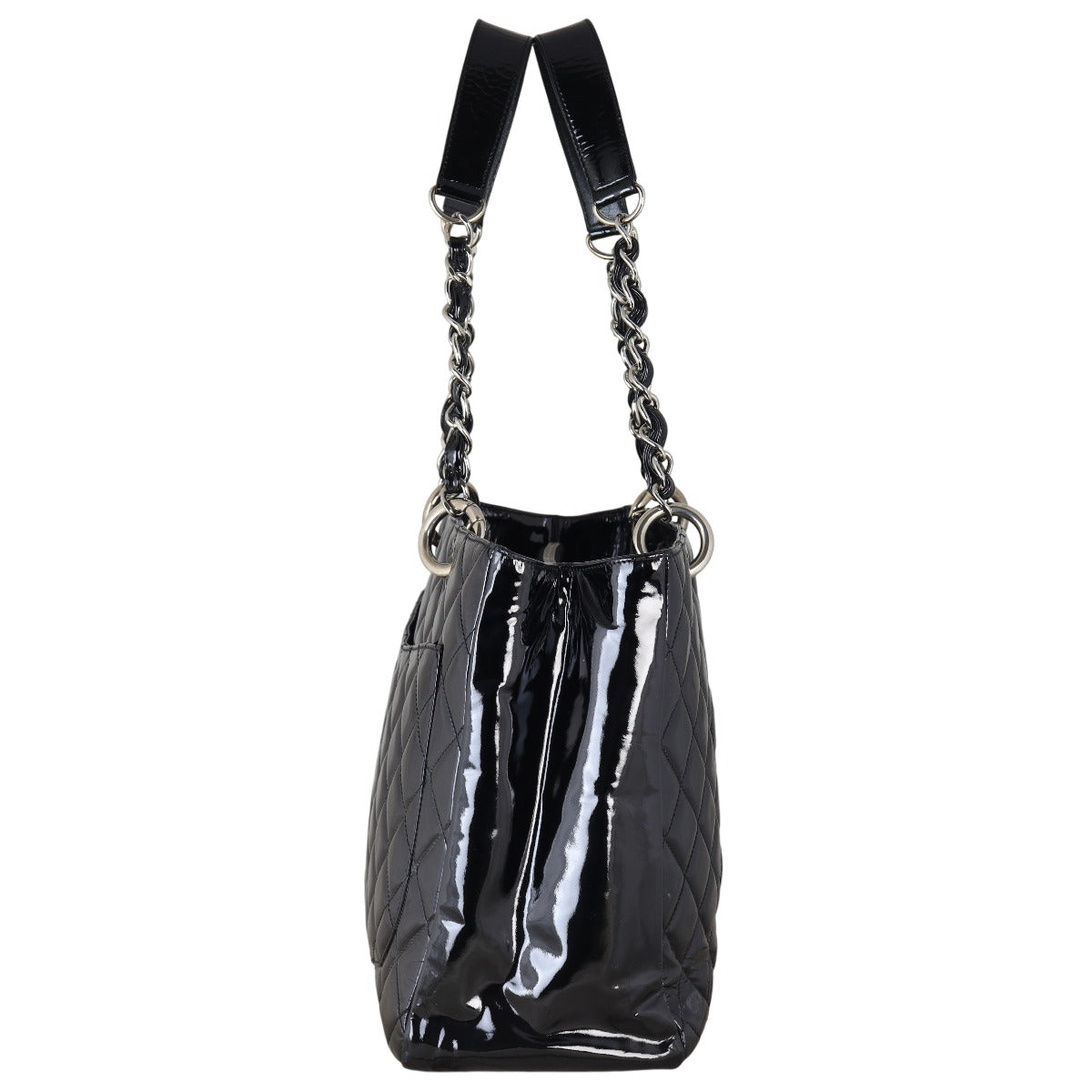 Chanel Grand Shopping Tote Patent Quilted Black Shoulder Bag