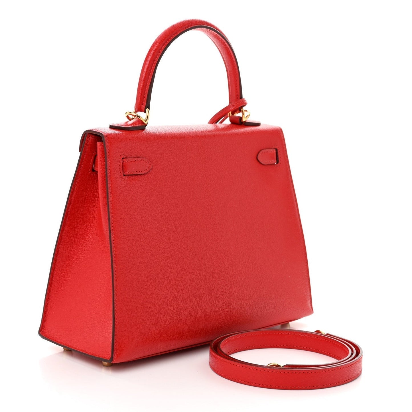 Hermes Chevre Chamkila Kelly Sellier Rouge De Coeur Handbag Travel Bag